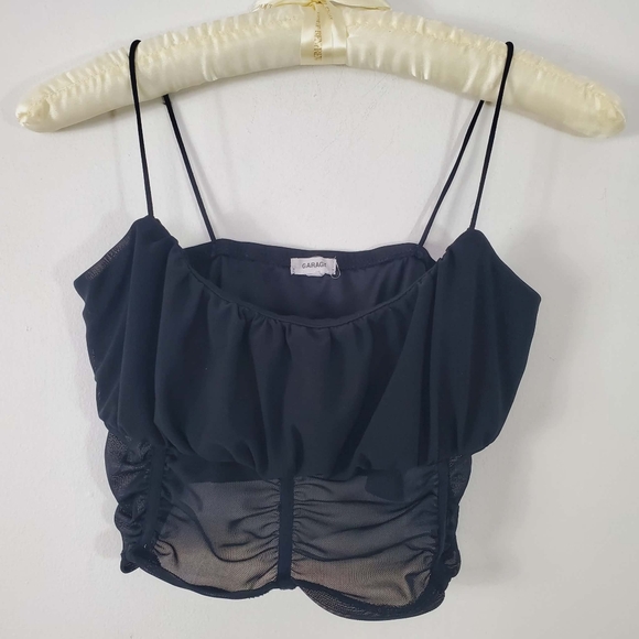 Garage Black Mesh Crop Corset Y2K Top Size S - Picture 2 of 10